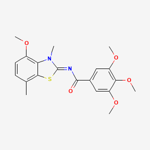 molecular formula C20H22N2O5S B2535467 (Z)-3,4,5-三甲氧基-N-(4-甲氧基-3,7-二甲基苯并[d]噻唑-2(3H)-亚甲基)苯甲酰胺 CAS No. 868369-29-3