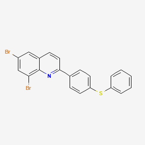 molecular formula C21H13Br2NS B2535469 6,8-Dibromo-2-[4-(phenylsulfanyl)phenyl]quinoline CAS No. 861210-36-8