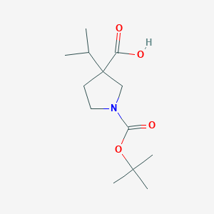 molecular formula C13H23NO4 B2535474 1-[(2-Methylpropan-2-yl)oxycarbonyl]-3-propan-2-ylpyrrolidine-3-carboxylic acid CAS No. 1316758-07-2