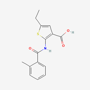 molecular formula C15H15NO3S B2535476 5-ethyl-2-[(2-methylbenzoyl)amino]thiophene-3-carboxylic Acid CAS No. 380645-32-9