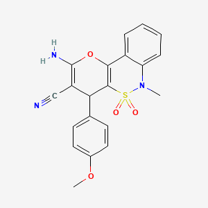 2-Amino-4-(4-methoxyphenyl)-6-methyl-4,6-dihydropyrano[3,2-c][2,1]benzothiazine-3-carbonitrile 5,5-dioxide