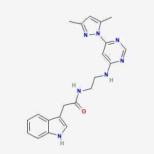 molecular formula C21H23N7O B2535485 N-(2-((6-(3,5-dimethyl-1H-pyrazol-1-yl)pyrimidin-4-yl)amino)ethyl)-2-(1H-indol-3-yl)acetamide CAS No. 1202972-38-0
