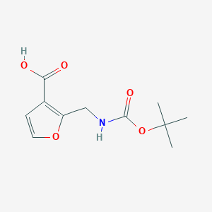 molecular formula C11H15NO5 B2535488 2-(((tert-Butoxycarbonyl)amino)methyl)furan-3-carbonsäure CAS No. 1256156-45-2