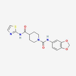 molecular formula C17H18N4O4S B2535491 N1-(benzo[d][1,3]dioxol-5-yl)-N4-(thiazol-2-yl)piperidine-1,4-dicarboxamide CAS No. 1207034-25-0