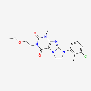 molecular formula C19H22ClN5O3 B2535495 8-(3-chloro-2-methylphenyl)-3-(2-ethoxyethyl)-1-methyl-7,8-dihydro-1H-imidazo[2,1-f]purine-2,4(3H,6H)-dione CAS No. 893967-01-6