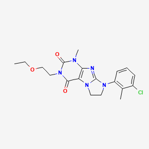 molecular formula C19H22ClN5O3 B2535495 8-(3-氯-2-甲基苯基)-3-(2-乙氧基乙基)-1-甲基-7,8-二氢-1H-咪唑并[2,1-f]嘌呤-2,4(3H,6H)-二酮 CAS No. 893967-01-6