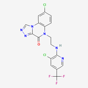 molecular formula C17H11Cl2F3N6O B2535496 8-chloro-5-(2-{[3-chloro-5-(trifluoromethyl)-2-pyridinyl]amino}ethyl)[1,2,4]triazolo[4,3-a]quinoxalin-4(5H)-one CAS No. 303986-21-2