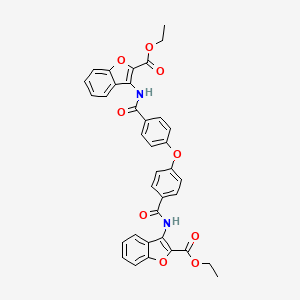 molecular formula C36H28N2O9 B2535497 Ethyl 3-[[4-[4-[(2-ethoxycarbonyl-1-benzofuran-3-yl)carbamoyl]phenoxy]benzoyl]amino]-1-benzofuran-2-carboxylate CAS No. 477502-17-3