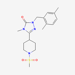 molecular formula C18H26N4O3S B2535499 1-(2,5-dimethylbenzyl)-4-methyl-3-(1-(methylsulfonyl)piperidin-4-yl)-1H-1,2,4-triazol-5(4H)-one CAS No. 1105248-93-8