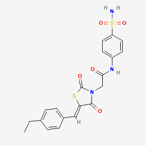 molecular formula C20H19N3O5S2 B2535504 2-[(5Z)-5-[(4-ethylphenyl)methylidene]-2,4-dioxo-1,3-thiazolidin-3-yl]-N-(4-sulfamoylphenyl)acetamide CAS No. 637326-71-7