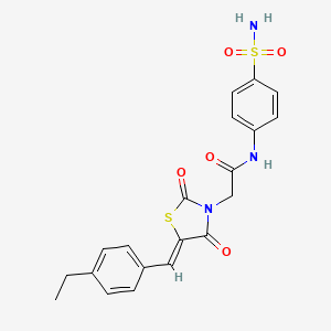 molecular formula C20H19N3O5S2 B2535504 2-[(5Z)-5-[(4-乙基苯基)亚甲基]-2,4-二氧代-1,3-噻唑烷-3-基]-N-(4-磺酰胺基苯基)乙酰胺 CAS No. 637326-71-7