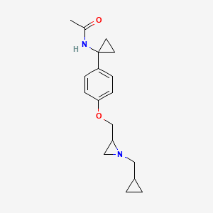 molecular formula C18H24N2O2 B2535507 N-[1-[4-[[1-(Cyclopropylmethyl)aziridin-2-yl]methoxy]phenyl]cyclopropyl]acetamide CAS No. 2418667-04-4