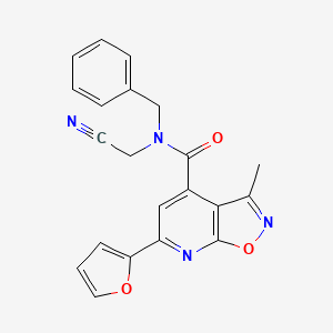 molecular formula C21H16N4O3 B2535516 N-benzyl-N-(cyanomethyl)-6-(furan-2-yl)-3-methyl-[1,2]oxazolo[5,4-b]pyridine-4-carboxamide CAS No. 1197718-33-4