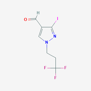 molecular formula C7H6F3IN2O B2535519 3-Iodo-1-(3,3,3-trifluoropropyl)pyrazole-4-carbaldehyde CAS No. 1946812-79-8