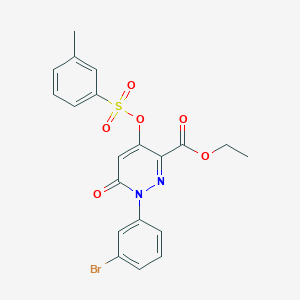 molecular formula C20H17BrN2O6S B2535524 Ethyl 1-(3-bromophenyl)-6-oxo-4-((m-tolylsulfonyl)oxy)-1,6-dihydropyridazine-3-carboxylate CAS No. 900008-16-4