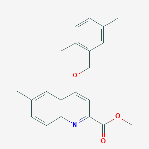 molecular formula C21H21NO3 B2535527 Methyl 4-[(2,5-dimethylphenyl)methoxy]-6-methylquinoline-2-carboxylate CAS No. 1358504-75-2