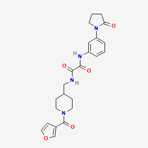molecular formula C23H26N4O5 B2535528 N1-((1-(呋喃-3-羰基)哌啶-4-基)甲基)-N2-(3-(2-氧代吡咯烷-1-基)苯基)草酰胺 CAS No. 1396761-22-0