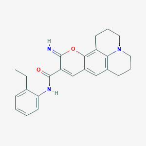 molecular formula C24H25N3O2 B2535529 N-(2-乙基苯基)-11-亚氨基-2,3,5,6,7,11-六氢-1H-吡喃并[2,3-f]吡啶并[3,2,1-ij]喹啉-10-甲酰胺 CAS No. 866346-68-1