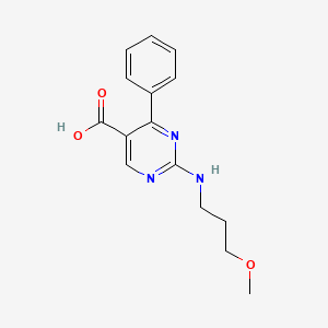 molecular formula C15H17N3O3 B2535532 Ácido 2-((3-metoxilpropil)amino)-4-fenilpirimidin-5-carboxílico CAS No. 1396813-12-9