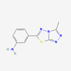 molecular formula C10H9N5S B2535533 3-(3-Methyl[1,2,4]triazolo[3,4-b][1,3,4]thiadiazol-6-yl)aniline CAS No. 764710-30-7
