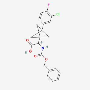 molecular formula C21H19ClFNO4 B2535544 2-[3-(3-Chloro-4-fluorophenyl)-1-bicyclo[1.1.1]pentanyl]-2-(phenylmethoxycarbonylamino)acetic acid CAS No. 2287268-09-9