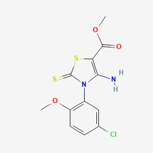 molecular formula C12H11ClN2O3S2 B2535545 4-氨基-3-(5-氯-2-甲氧基苯基)-2-硫代-1,3-噻唑-5-羧酸甲酯 CAS No. 688337-72-6