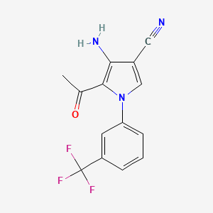 molecular formula C14H10F3N3O B2535550 5-Acetyl-4-amino-1-[3-(trifluoromethyl)phenyl]pyrrole-3-carbonitrile CAS No. 889997-56-2
