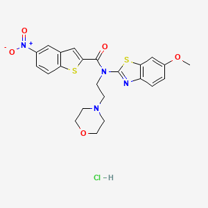 molecular formula C23H23ClN4O5S2 B2535552 N-(6-methoxybenzo[d]thiazol-2-yl)-N-(2-morpholinoethyl)-5-nitrobenzo[b]thiophene-2-carboxamide hydrochloride CAS No. 1216543-45-1