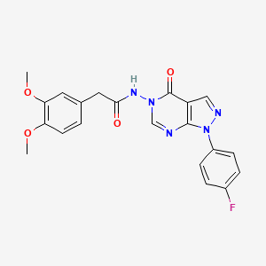 molecular formula C21H18FN5O4 B2535553 2-(3,4-dimethoxyphenyl)-N-(1-(4-fluorophenyl)-4-oxo-1H-pyrazolo[3,4-d]pyrimidin-5(4H)-yl)acetamide CAS No. 899737-76-9
