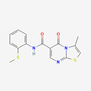 molecular formula C15H13N3O2S2 B2535559 3-methyl-N-(2-(methylthio)phenyl)-5-oxo-5H-thiazolo[3,2-a]pyrimidine-6-carboxamide CAS No. 851945-24-9