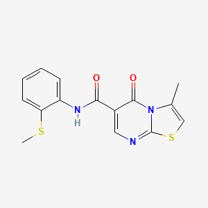 molecular formula C15H13N3O2S2 B2535559 3-メチル-N-[2-(メチルスルファニル)フェニル]-5-オキソ-5H-[1,3]チアゾロ[3,2-a]ピリミジン-6-カルボキサミド CAS No. 851945-24-9