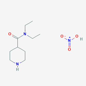 molecular formula C10H21N3O4 B2535560 N,N-ジエチル-4-ピペリジンカルボキサミド硝酸塩 CAS No. 1269054-03-6