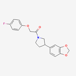 molecular formula C19H18FNO4 B2535575 1-(3-(Benzo[d][1,3]dioxol-5-yl)pyrrolidin-1-yl)-2-(4-fluorophenoxy)ethanone CAS No. 1791010-83-7