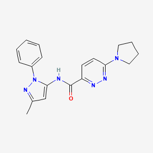 molecular formula C19H20N6O B2535576 N-(3-methyl-1-phenyl-1H-pyrazol-5-yl)-6-(pyrrolidin-1-yl)pyridazine-3-carboxamide CAS No. 1396872-48-2