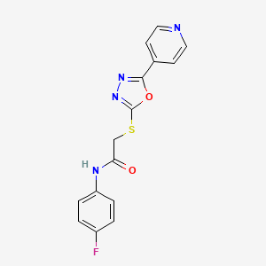molecular formula C15H11FN4O2S B2535579 N-(4-fluorophenyl)-2-{[5-(pyridin-4-yl)-1,3,4-oxadiazol-2-yl]sulfanyl}acetamide CAS No. 717890-87-4
