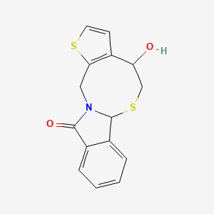 molecular formula C15H13NO2S2 B2535584 4-hydroxy-4,13-dihydro-5H-thieno[2',3':5,6][1,3]thiazocino[2,3-a]isoindol-11(6aH)-one CAS No. 190912-36-8