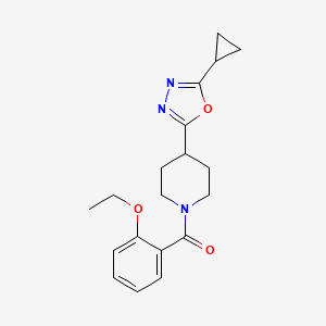 molecular formula C19H23N3O3 B2535586 (4-(5-Cyclopropyl-1,3,4-oxadiazol-2-yl)piperidin-1-yl)(2-ethoxyphenyl)methanone CAS No. 1208913-57-8