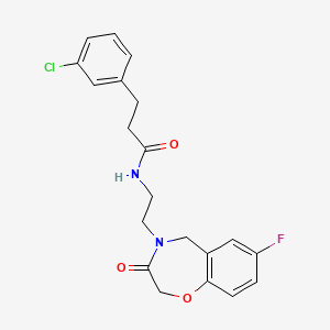 molecular formula C20H20ClFN2O3 B2535589 3-(3-chlorophenyl)-N-(2-(7-fluoro-3-oxo-2,3-dihydrobenzo[f][1,4]oxazepin-4(5H)-yl)ethyl)propanamide CAS No. 2034503-24-5