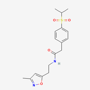 molecular formula C17H22N2O4S B2535590 2-(4-(isopropylsulfonyl)phenyl)-N-(2-(3-methylisoxazol-5-yl)ethyl)acetamide CAS No. 1421458-01-6