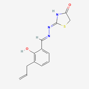 molecular formula C13H13N3O2S B2535593 (Z)-2-((E)-(3-烯丙-2-羟基苯亚甲基)肼脒)-噻唑烷-4-酮 CAS No. 324067-00-7