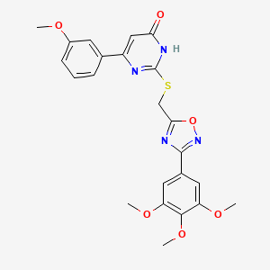 molecular formula C23H22N4O6S B2535594 6-(3-Methoxyphenyl)-2-(((3-(3,4,5-trimethoxyphenyl)-1,2,4-oxadiazol-5-yl)methyl)thio)pyrimidin-4-ol CAS No. 1021208-77-4