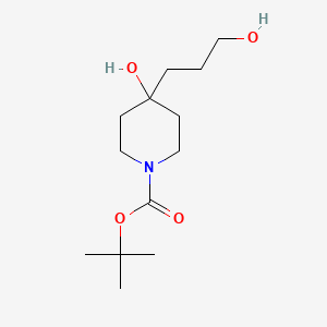molecular formula C13H25NO4 B2535595 Tert-butyl 4-hydroxy-4-(3-hydroxypropyl)piperidine-1-carboxylate CAS No. 374794-88-4