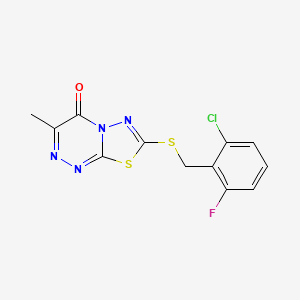molecular formula C12H8ClFN4OS2 B2535599 7-[(2-Chloro-6-fluorophenyl)methylsulfanyl]-3-methyl-[1,3,4]thiadiazolo[2,3-c][1,2,4]triazin-4-one CAS No. 869074-69-1