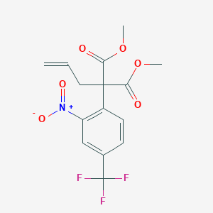 molecular formula C15H14F3NO6 B2535601 Dimethyl 2-allyl-2-[2-nitro-4-(trifluoromethyl)phenyl]malonate CAS No. 860788-97-2