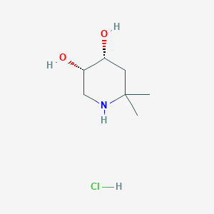 molecular formula C7H16ClNO2 B2535602 (3S,4R)-6,6-二甲基哌啶-3,4-二醇；盐酸盐 CAS No. 2408936-17-2