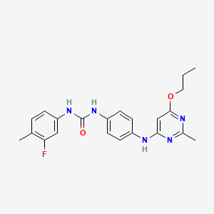 molecular formula C22H24FN5O2 B2535613 1-(3-氟-4-甲苯基)-3-(4-((2-甲基-6-丙氧嘧啶-4-基)氨基)苯基)脲 CAS No. 946201-26-9