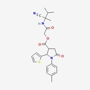 molecular formula C24H27N3O4S B2535614 [(1-Cyano-1,2-dimethylpropyl)carbamoyl]methyl 1-(4-methylphenyl)-5-oxo-2-(thiophen-2-yl)pyrrolidine-3-carboxylate CAS No. 1212274-95-7