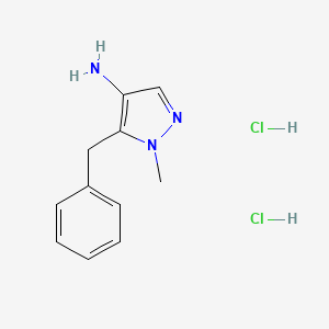 molecular formula C11H15Cl2N3 B2535615 5-苄基-1-甲基吡唑-4-胺；二盐酸盐 CAS No. 2411246-42-7