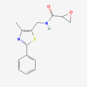 molecular formula C14H14N2O2S B2535620 N-[(4-Methyl-2-phenyl-1,3-thiazol-5-yl)methyl]oxirane-2-carboxamide CAS No. 2411229-89-3