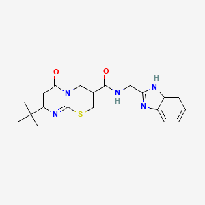 molecular formula C20H23N5O2S B2535622 N-((1H-benzo[d]imidazol-2-yl)methyl)-8-(tert-butyl)-6-oxo-2,3,4,6-tetrahydropyrimido[2,1-b][1,3]thiazine-3-carboxamide CAS No. 1421499-41-3